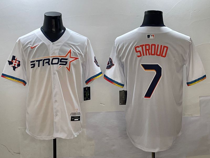 Men Houston Astros #7 Stroud White Fourth generation Joint Name Nike 2025 MLB Jersey style 8